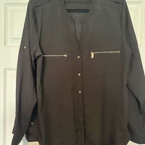 Women’s Black Shirt with Zipper Pockets